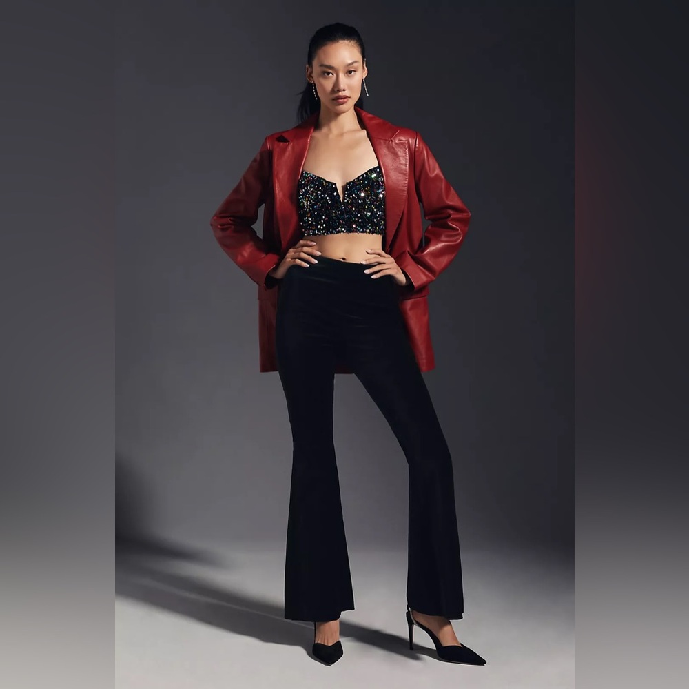 NWT! By Anthropologie Velvet Flare Pants - Size 4 PETITE 🎆